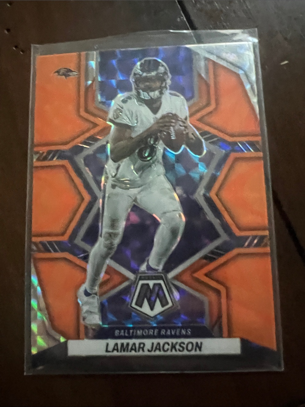 Lamar Jackson Mosaic Football Rookie Card - Orange/Purple Mosaic Baltimore raven